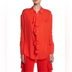Cinq à Sept Vibrant Red Ruffle Blouse